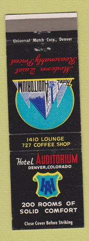 Matchbook Cover - Hotel Auditorium Denver Colorado