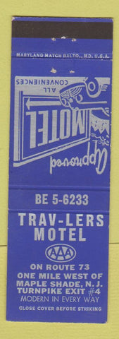 Matchbook Cover - Trav Lers Motel Maple Shade NJ