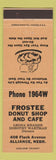 Matchbook Cover - Frostee Donut Shop and Cafe Alliance NE PEACH