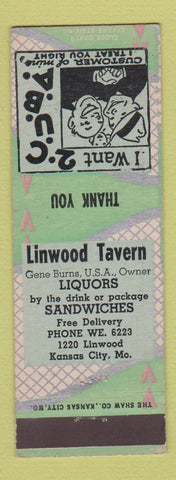 Matchbook Cover - Linwood Tavern Kansas City MO