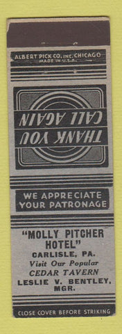 Matchbook Cover - Molly Pitcher Hotel Carlisle PA BLUE