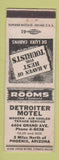 Matchbook Cover - Detroiter Motel Phoenix AZ Mobil oil gas