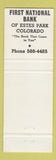 Matchbook Cover - First National Bank Estes Park Colorado