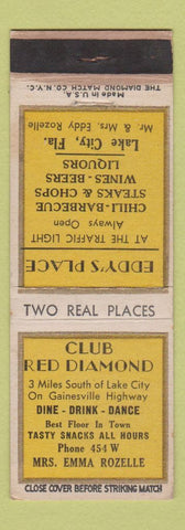 Matchbook Cover - Club Red Diamond Eddy's Place Lake City FL