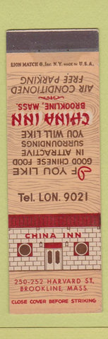 Matchbook Cover - China Inn Chinese Restaurant Brookline MA