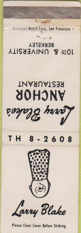 Matchbook Cover - Larry Blake's Anchor Restaurant Berkeley CA
