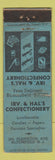 Matchbook Cover - Irv & Hal's Confectionery Bloomfield NJ WORN
