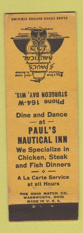 Matchbook Cover - Paul's Nautical Inn Sturgeon Bay WI