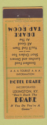 Matchbook Cover - Hotel Drake Lexington KY Federal