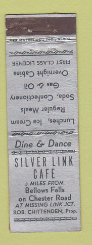 Matchbook Cover - Silver Link Cafe Bellows Falls VT WORN BACK