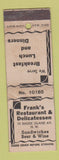 Matchbook Cover - Frank's Deli Restaurant Washington DC? WORN BACK