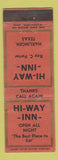 Matchbook Cover - Hi Way Inn Harlingen TX WORN