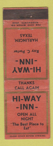 Matchbook Cover - Hi Way Inn Harlingen TX WORN