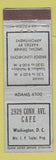 Matchbook Cover - 2929 Connecticut Ave Cafe Washington DC