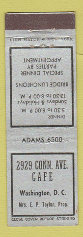 Matchbook Cover - 2929 Connecticut Ave Cafe Washington DC