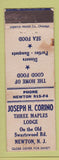 Matchbook Cover - Joseph Corino Three Maples Lodge Newton NJ WORN