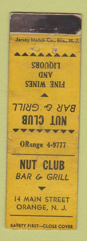 Matchbook Cover - Nut Club Orange NJ WORN