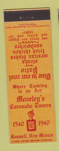 Matchbook Cover - Moseley's Coronado Tavern Roswell NM 1940