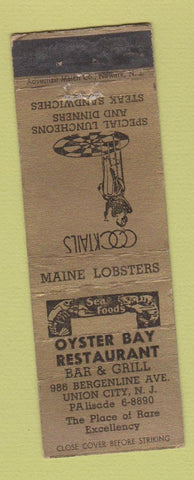 Matchbook Cover - Oyster Bay Restaurant Union City NJ WEAR