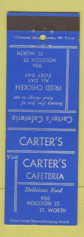 Matchbook Cover - Carter's Cafeteria Fort Worth TX