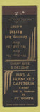 Matchbook Cover - Mrs A Francke's Cafeteria Fort Worth TX
