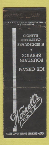 Matchbook Cover - Worrell's Cafe Cathage IL WEAR