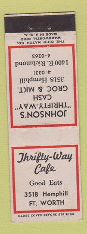 Matchbook Cover - Thrifty Way Cafe Fort Worth TX