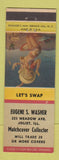 Matchbook Cover - Eugene Washer Match Collector Joliet IL pinup