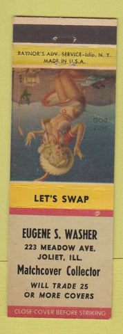 Matchbook Cover - Eugene Washer Match Collector Joliet IL pinup