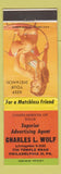 Matchbook Cover - Charles Wolf Match Collector Philadelphia PA pinup