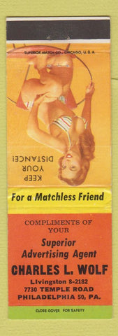 Matchbook Cover - Charles Wolf Match Collector Philadelphia PA pinup
