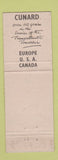 Matchbook Cover - Cunard Shipping Cruise Line UK Bryant and May