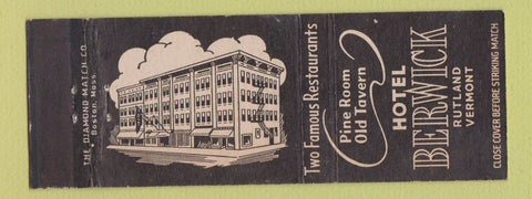 Matchbook Cover - Hotel Berwick Rutland VT