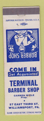 Matchbook Cover - Terminal Barber Shop Williamsport PA