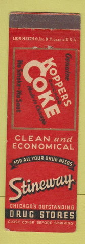 Matchbook Cover - Koppers Coke Coal Steinway Drug Stores Chicago IL