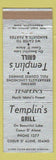Matchbook Cover - Templin's Grill Coeur D'Alene ID