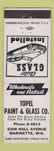 Matchbook Cover - Topel Paint and Glass auto Marinette WI