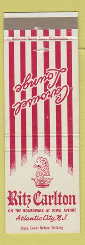 Matchbook Cover - Ritz Carlton Hotel Atlantic City NJ