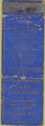 Matchbook Cover - Daas' Cash Store Chambers NE POOR