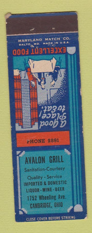Matchbook Cover - Avalon Grill Cambridge OH WEAR