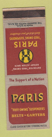 Matchbook Cover - Paris Belts Garters