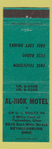 Matchbook Cover - Al Rick Motel Reynoldsburg OH