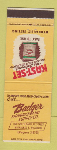 Matchbook Cover - Badger Firebrick Milwaukee WI Kast Sex