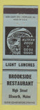 Matchbook Cover - Brookside Restaurant Ellsworth ME