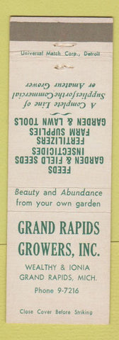 Matchbook Cover - Grand Rapids Growers Feeds Fertilizer Grand Rapids MI