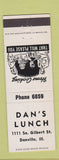 Matchbook Cover - Dan's Lunch Danville IL
