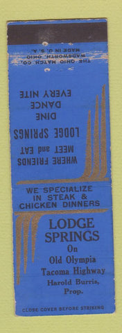 Matchbook Cover - Lodge Springs Tacoma?  WEAR WEAR