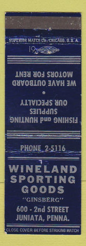 Matchbook Cover - Wineland Sporting Goods Juniata PA boat motors