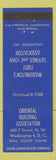 Matchbook Cover - Oriental Building Association Savings Loan Washington DC