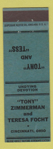 Matchbook Cover - Tony Zimmerman Teresa Focht Cincinnati OH wedding?